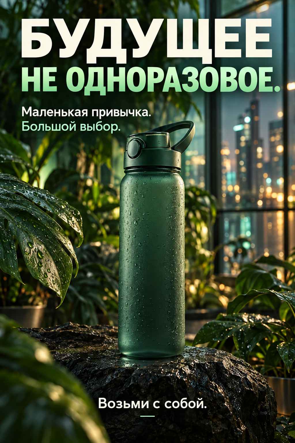 Будущее не одноразовое — рекламное изображение, созданное по промпту 08